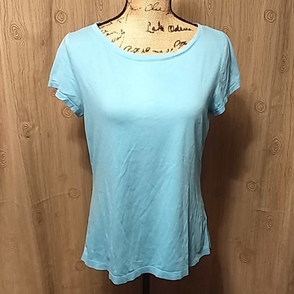 Ladies S Lands End 100% Cotton Sky Blue Tee